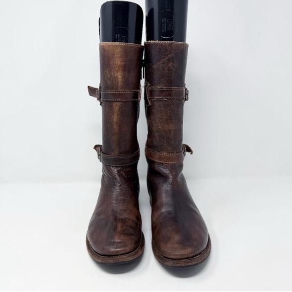 Bed Stu Brown Leather Engineer Boots Women's US Size 6.5 Made in Mexico Mid-Calf - Picture 2 of 8
